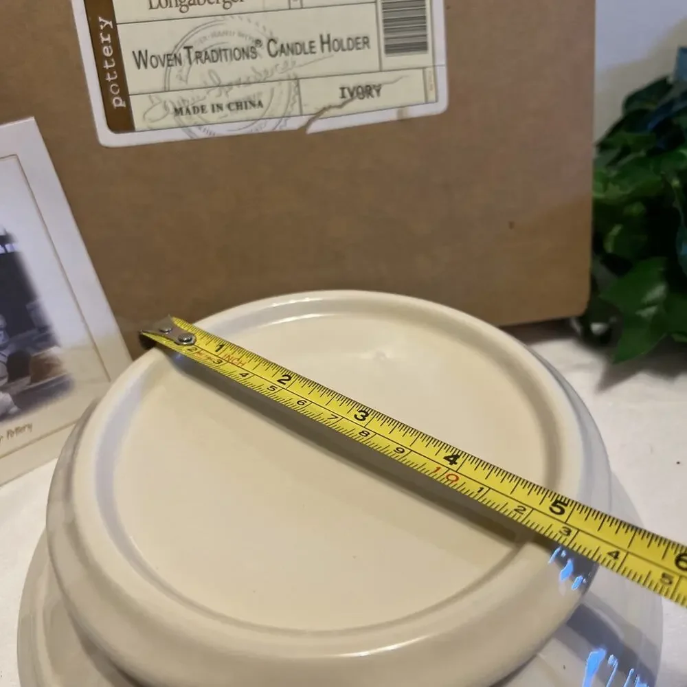 New In Box Longaberger Woven Traditions Candle Holder Pottery 3163690